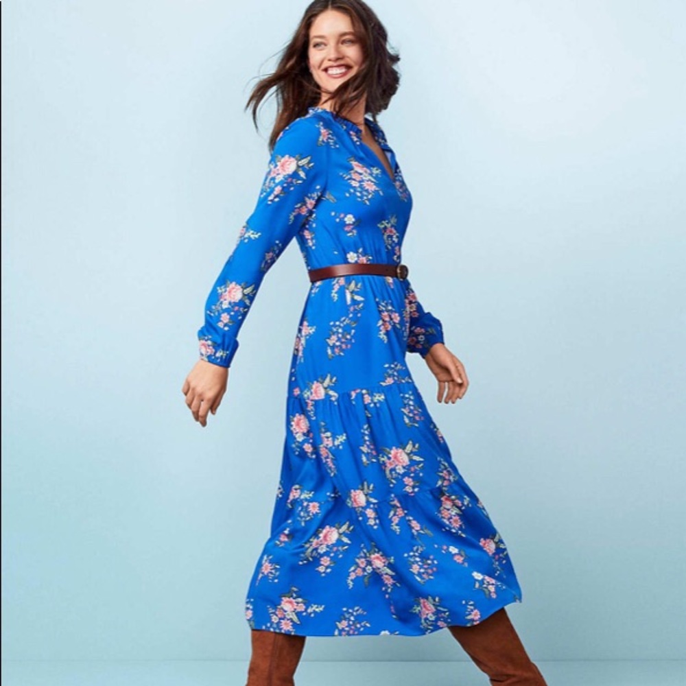 LOFT Blue Floral Maxi Dress